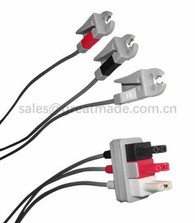 Kompatibbli M1605A ECG Safty Lead Set, 3-Lead, AHA, 3ft, AA 2PIN / Snap