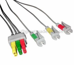 Compatible datax ohmeda Leadwire Set, 3-Lead, Grabber, IEC, 100CM U 2PIN.
