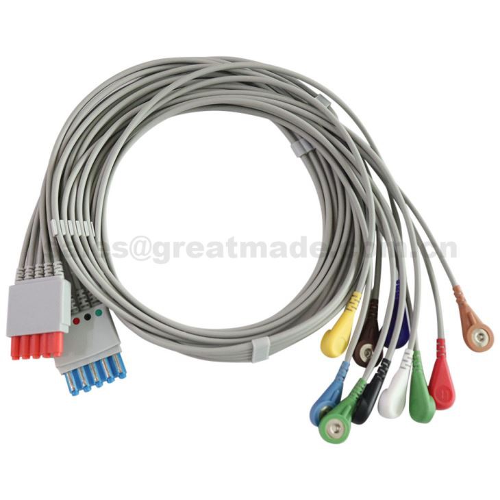 10 ċomb ECG Leadwire Kompatibbli ma 'HP / Philips 78352C, 78354C