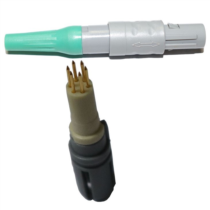 Plastic Connector 1P PAG 2-8pin Two Keying 40 Degree Push-Pull Circular Straight Plug With Bend Relief