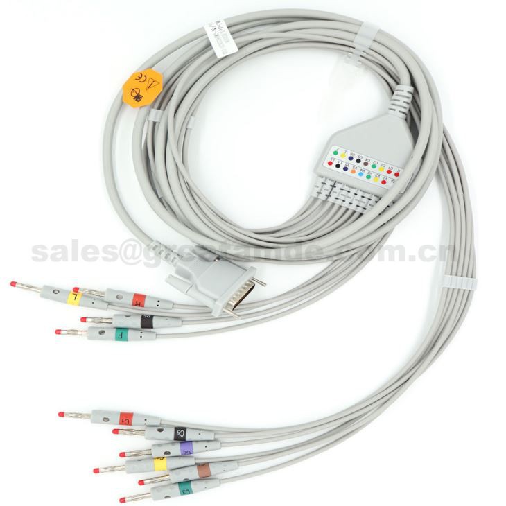 Schiller Kompatibbli AT-1 10 Ċomb EKG Cable b'IEC Banana 4.0 Leadwires