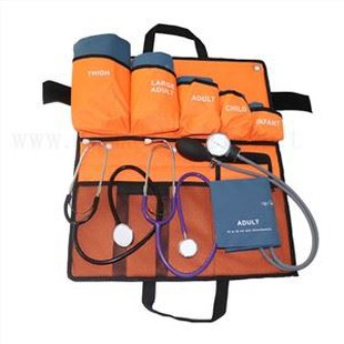 6sizes Cuff Doppju tal-Pressjoni tad-Demm, bil-Pressjoni Display Gauge Pvc Pressure Bulb Double Head Stethoscop Portable Packed Bag Kits.