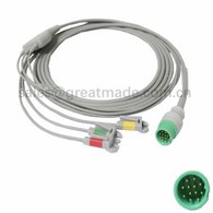 Kompatibbli Biolight A3, A5, A6, A8, Q5 ECG Cable Bil Leadwiresie. IEC, 3-Lead, Grabber, Green 12pin