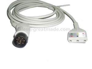 Kumpatibbli Nihon Kohden ECG Cable, 8pin, Din Yoke, 3-lead , OEC-6102A