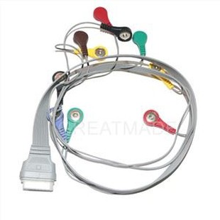 Kompatibbli EDAN Holter / recoder SE-2003 / SE-2012 10-ċomb Ecg Holter Cable Snap Tip